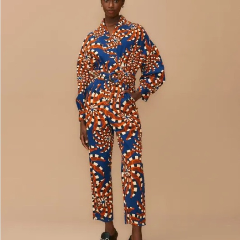 FARM Rio Vibrant Blue and Orange Jumpsuit